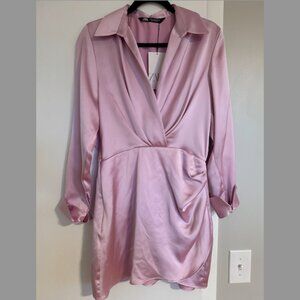 Zara Short Satin Dress Pink